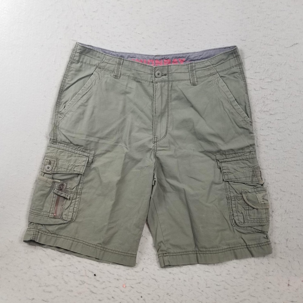 Unionbay Shorts Mens 36 Green Cargo 100% Cotton 11 Inseam Casual Pockets